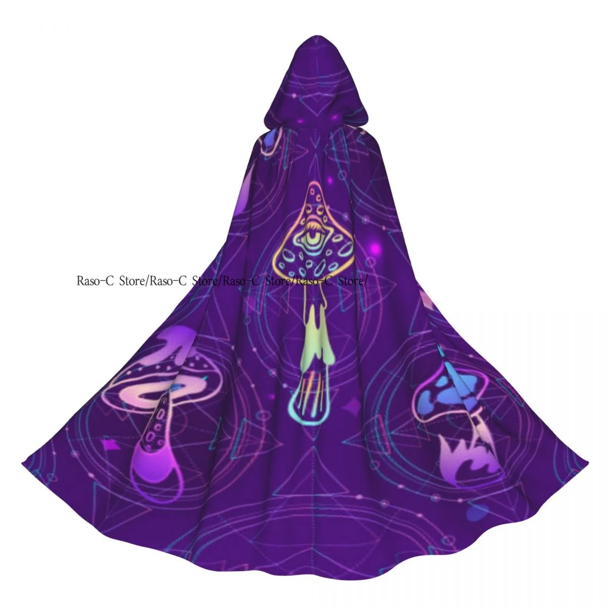

Unisex Witch Party Reversible Hooded Adult Vampires Cape Cloak Psychedelic Mushrooms Retro 60s 70s Hippie Style