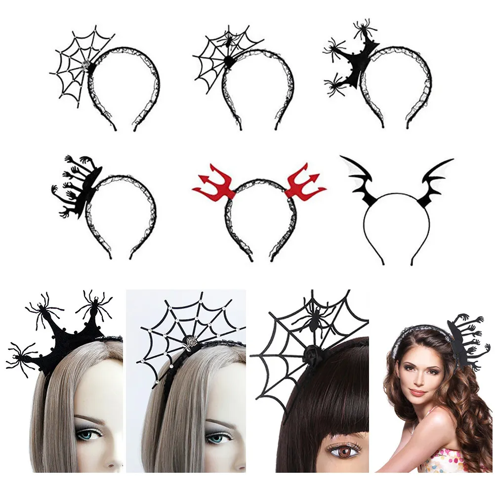 

6Pcs Halloween Spider Headbands Felt Surface Lightweight Comfortable Hair Hoops for Cosplay Party Favor Festive Spider Web