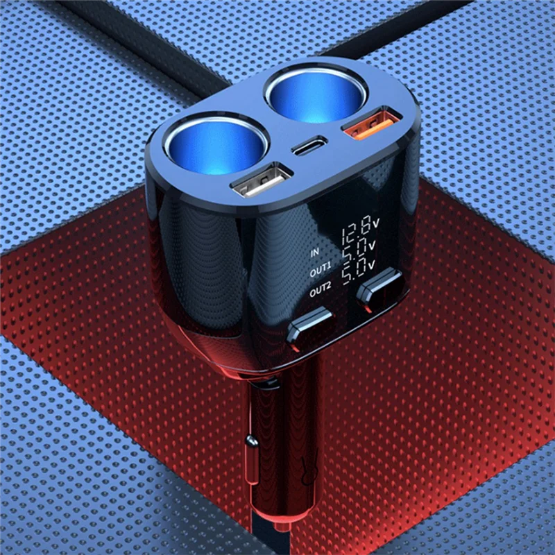 

1 PCS Charger Lighter Adapter With XL-LED Screen Black Plastic For Phone GPS Dashcams
