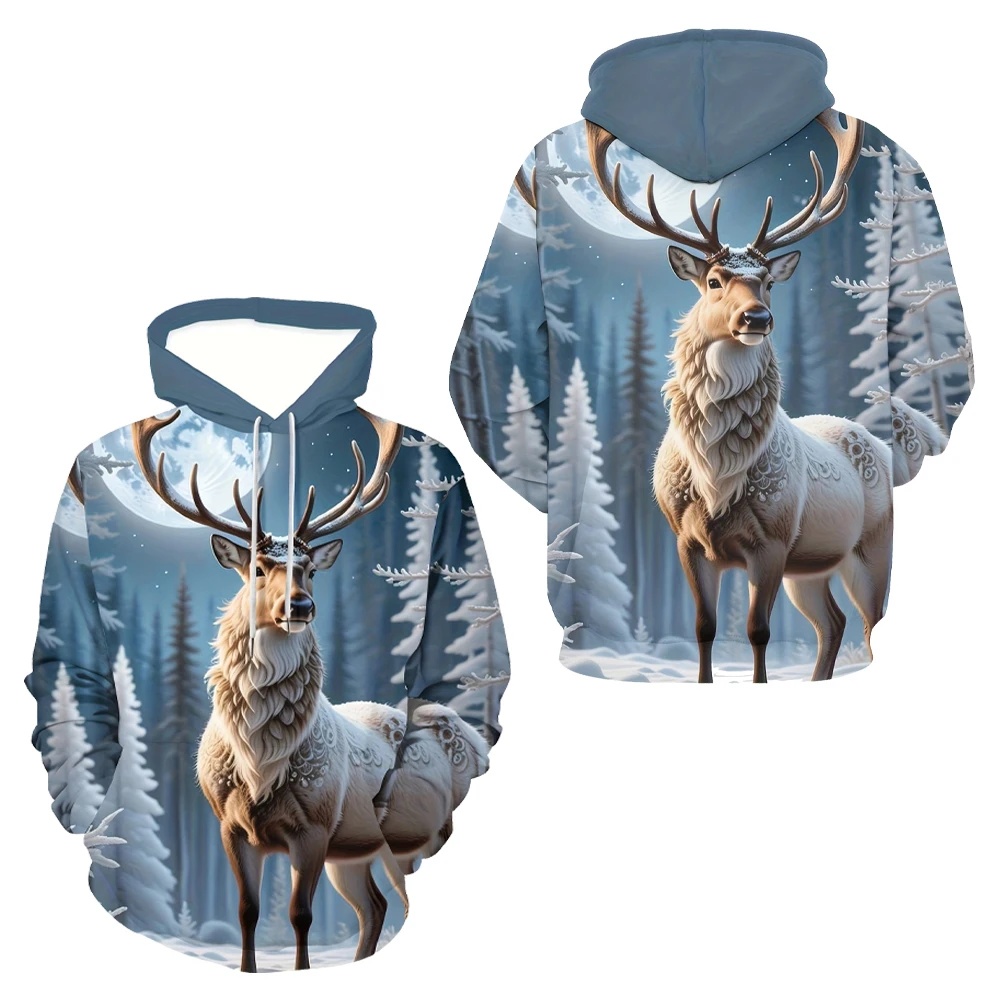 

Festive joy men 3D printed christmas reindeer hoodie casual versatile Christmas hoodie Hoodie Men Women's Hoodie Kids Hoodie