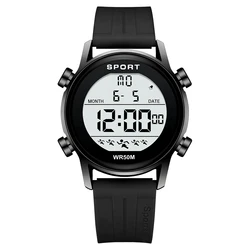 Sunlifex Men Outdoor Sports Multifunctional Waterproof Large Screen Display Luminous LED Digital For Men Fashion Silicon Watch