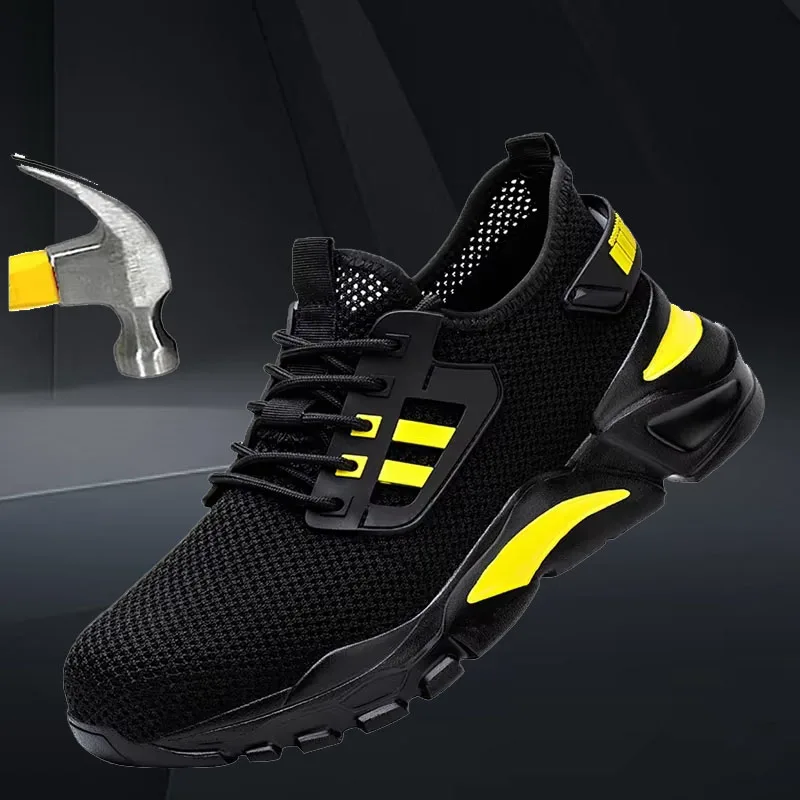 

Men Steel Toe Safety Boots Lightweight Breathable Anti Smash Stab Resistant Non Slip Work Sneakers Durable Protective Footwear