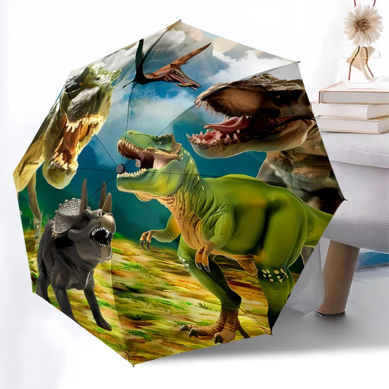 

Складной зонт в виде динозавра, модный автоматически открывающийся дизайн, 8, железные ребра, пластиковая ручка, складной солнцезащитный козырек, идеальные праздничные подарки