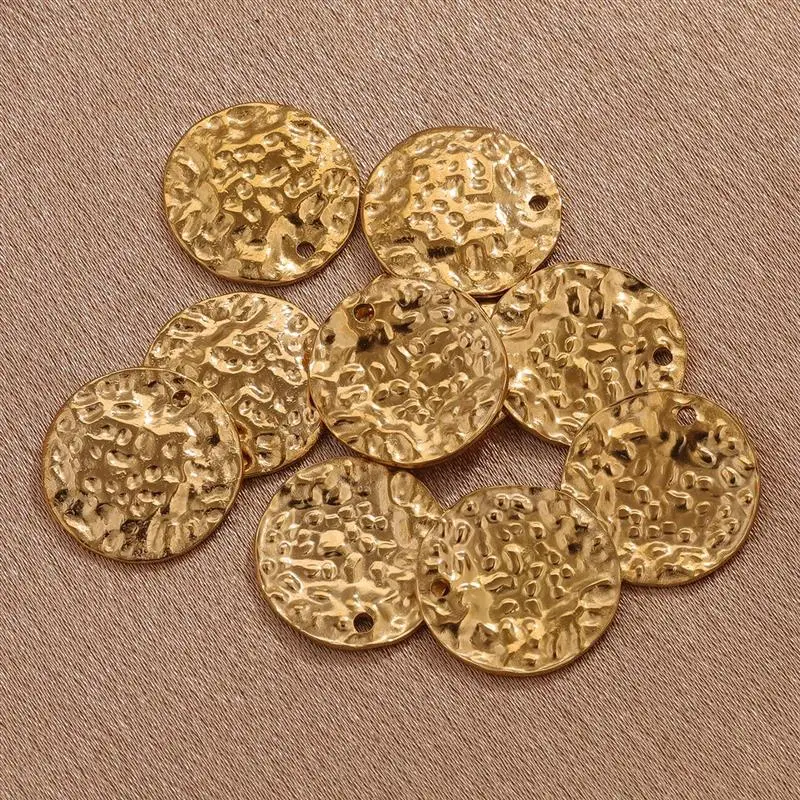 

5pcs Heart Round Earrings Stainless Steel Embossed Gold Plated Making Supplies Charms Connectors For Diy Jewelry Findings Craft