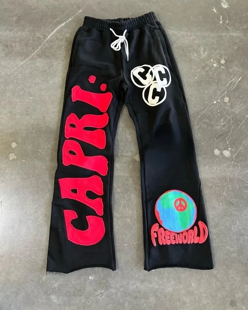American letter printing personalized street sweatpants high street ins trendy brand couple loose fashion trousers adults/kids