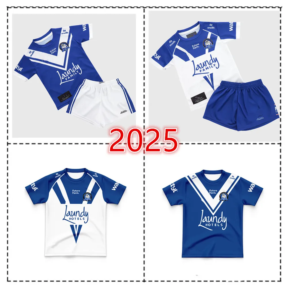 2025 Jersey Rugby rumah/Away anak-anak Bulldog ukuran: 16-26 (nomor nama Cetak) kualitas terbaik