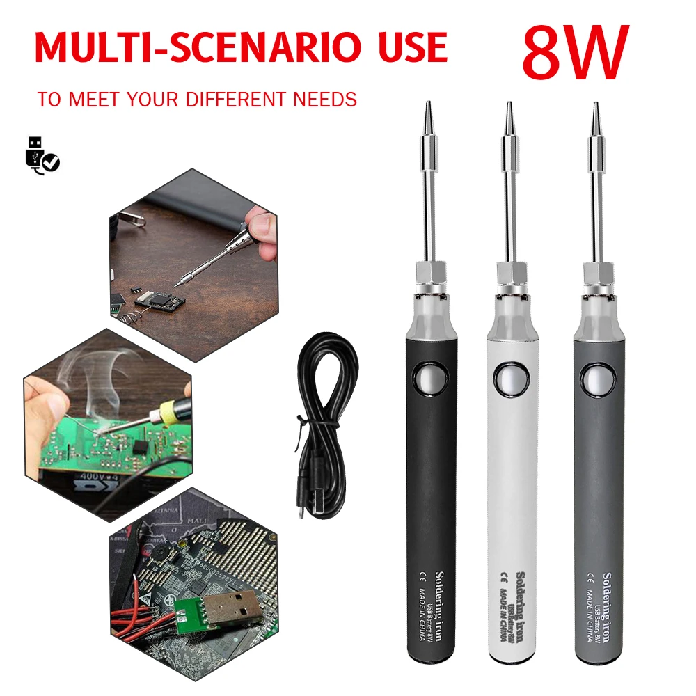 Cordless Electric Soldering Iron Pen 5V USB Charging Thread Cord Burner Welding Pen Temperature Adjustment Welding Equipment