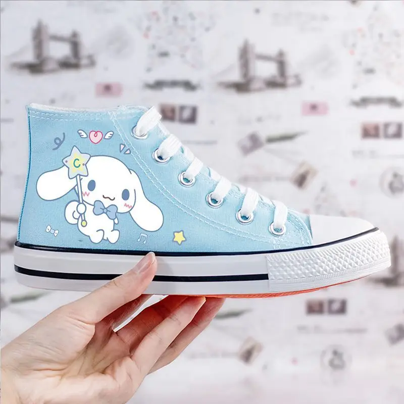 Sweet Cinnamoroll Kuromi Anime Kawaii Sanrio Canvas Shoes Cute Cartoon My Melody Ins Fashion Board Sneakers Gifts for Kids