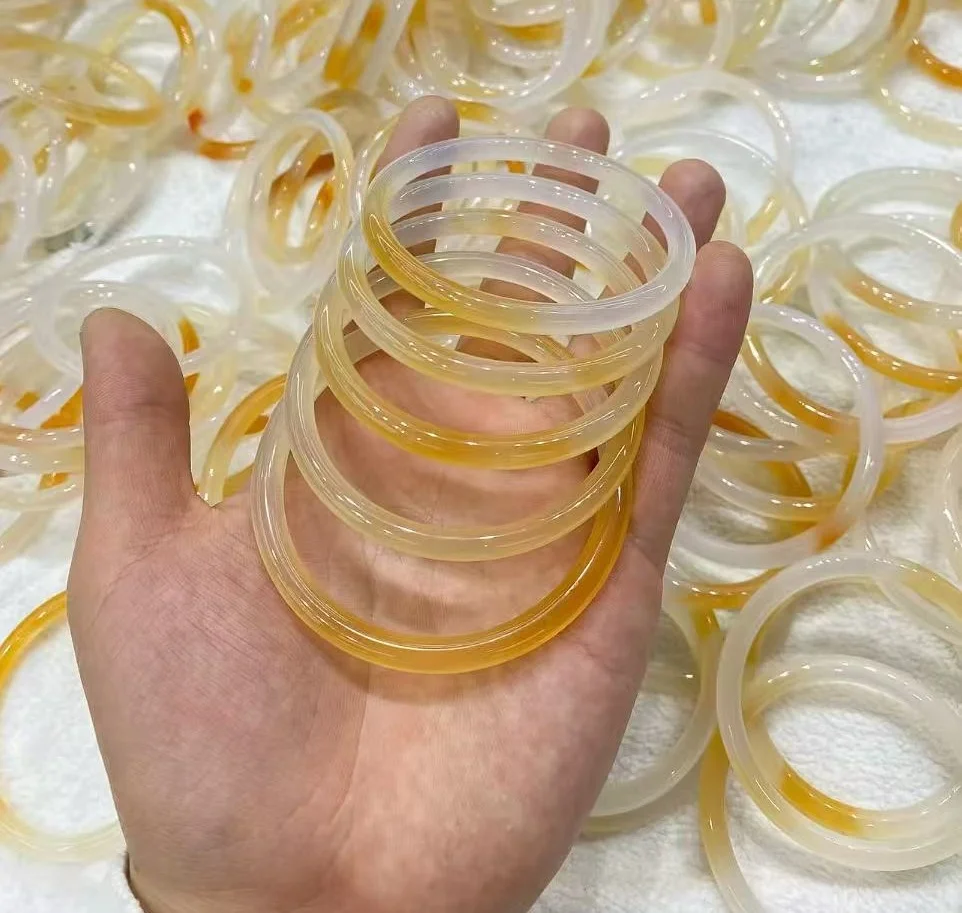 

Натуральный оранжевый халцедон с узором «плавающие цветы», круглый браслет-баррет из агата, изысканное ювелирное украшение, подарок ручной работы