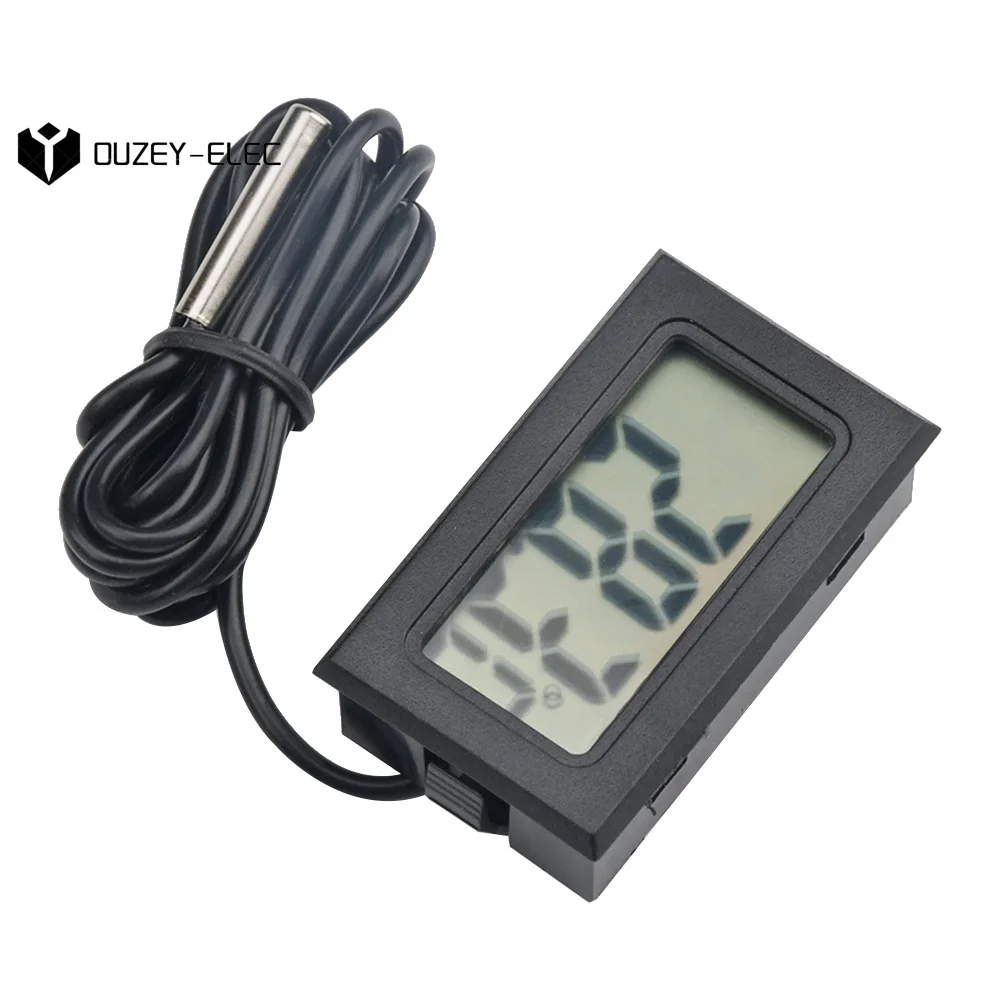 The Embedded Electronic Digital Display Thermometer LCD Display Electronic Temperature Hygrometer for Vehicle Fish Tank Aquarium