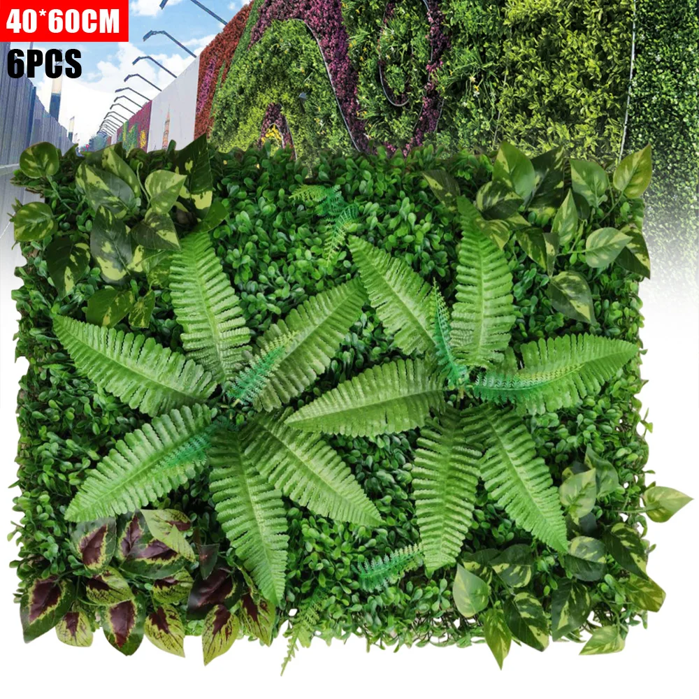 Imagem -02 - Decoração de Hedge de Parede de Painel de Mat Artificial Cerca Falsa Plantas Realistas Artificiais Decoração de Gramado 40x60cm Pcs Pcs 12 Pcs