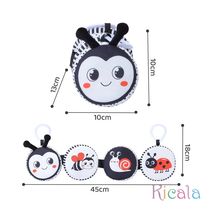 Baby Book Black and White Books For Newborn Babies Bed Crib Bumper Sensory Cloth Book Montessori High Contrast Baby Toys 0-12 M