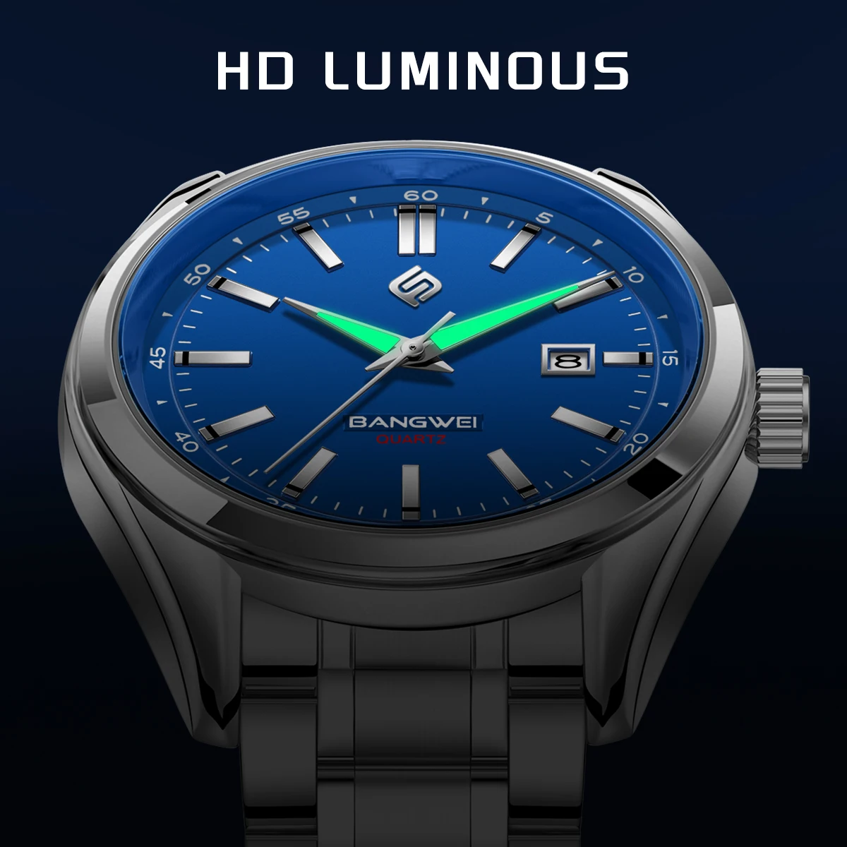 Herrenuhr BANGWEI Marke Studenten-Uhren Herren Mode Edelstahlarmband Datum Quarzuhr Relogio Masculino Reloj Hombre