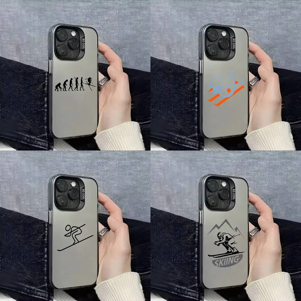 

Snowboarding Ski Skiing Line Phone Case For iPhone 16,15,14,13,12,11,Mini,Pro,E,SE4,XS,MAX Black IMD Box