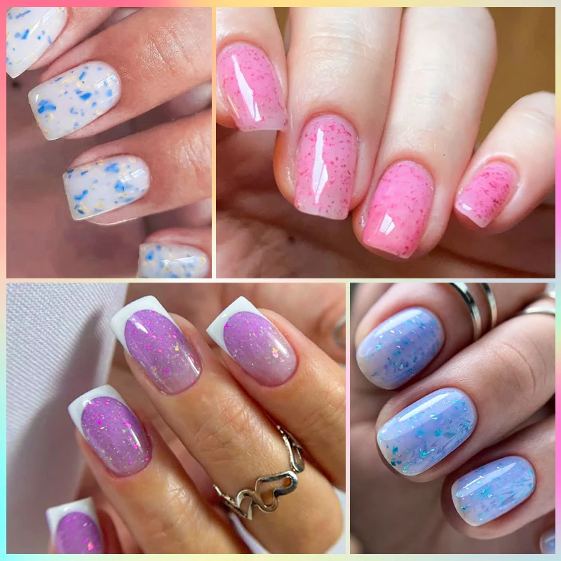 7ML พบกับข้ามฟอยล์สีทอง Glitter เจล Chameleon Pink Gold Flakes เคลือบเงา Soak Off กึ่งถาวร UV LED GEL เคลือบเงาศิลปะ