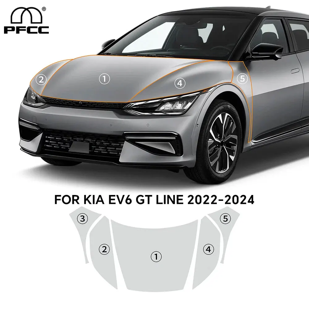

Custom For KIA EV6 GT Line Wind 2022-2024 Hood Fender Precut Paint Protection Film PPF Anti-scratch Exterior Transparent Kit