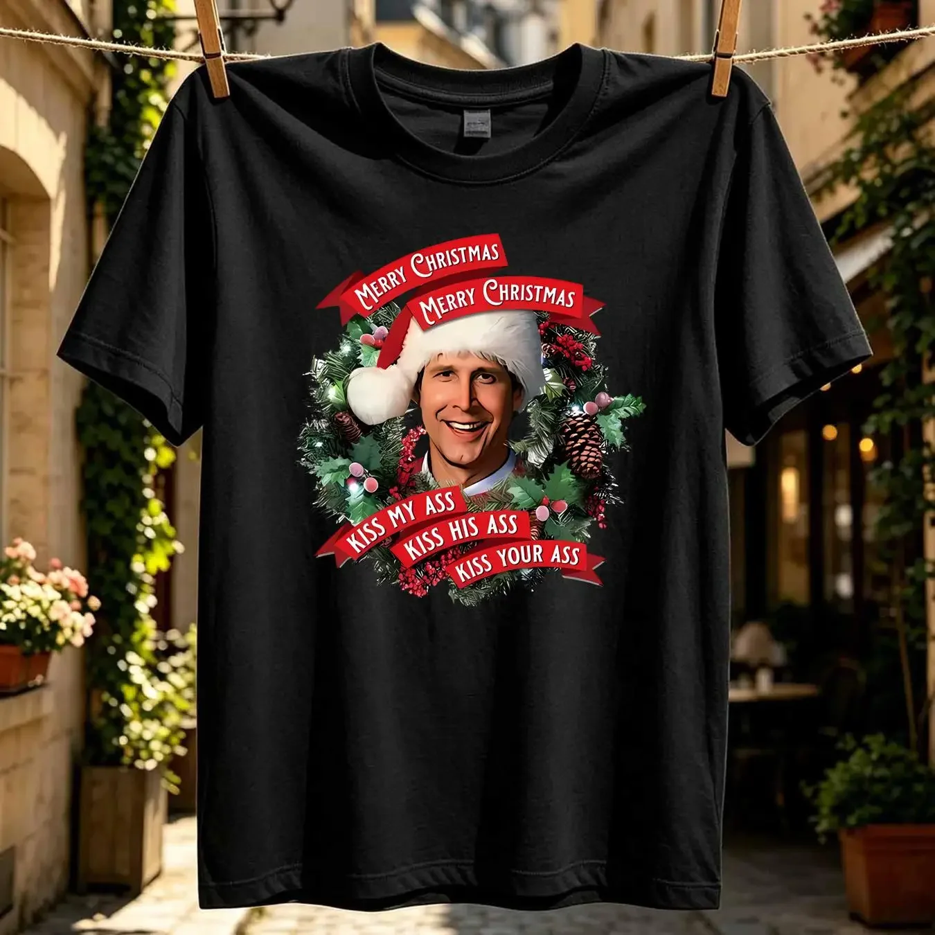 washed T Shirt National Lampoons Christmas Vacation Merry TL218 vintage Washed Stretched Top For Everyday Wear Unisex