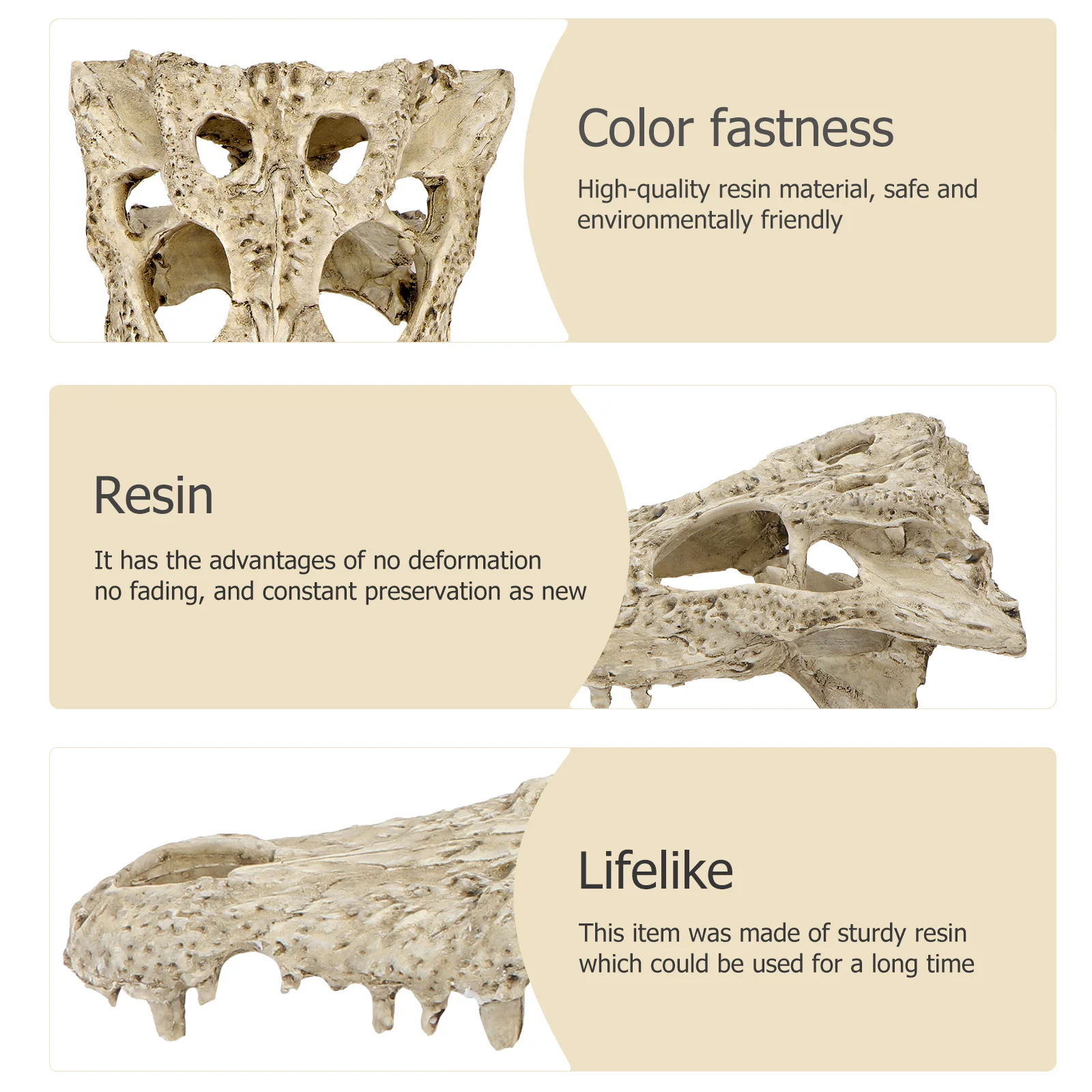 

1pc Dinosaur Crocodile Skull Resin Craft Aquarium Decor Fish Hideout Desktop Ornament Simulation Landscape Art