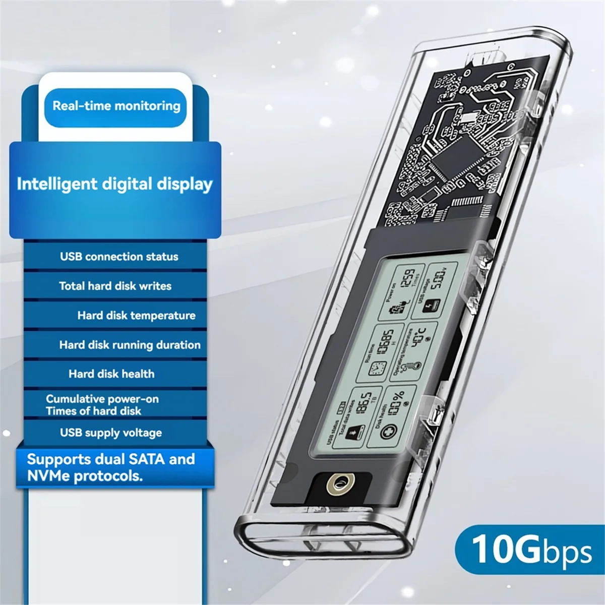 A04RR  ShuoLe M. 2 NVME/NGFF Dual Protocol Solid State Drive Case Intelligent Digital Health Detection Typc3.2 Hard Drive Case