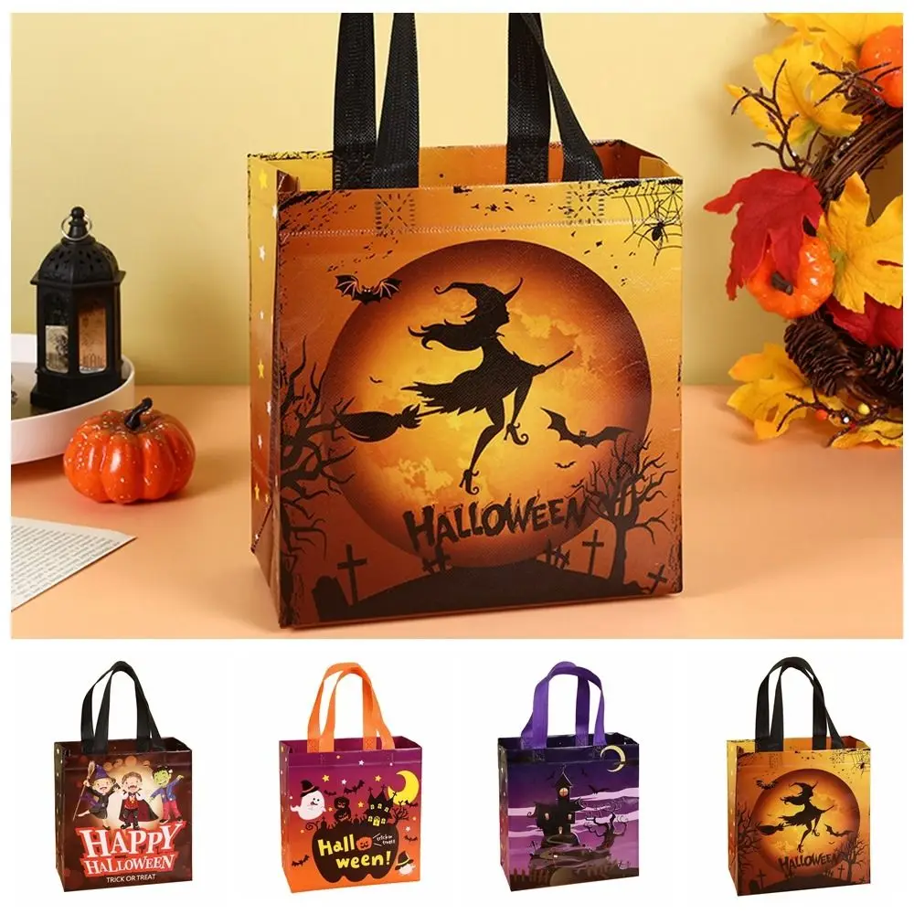 Witch Halloween Non-woven Bag Handbag Pumpkin Halloween Tote Bag Candy Bag Storage Organizer Halloween Gift Bag Party Supplies