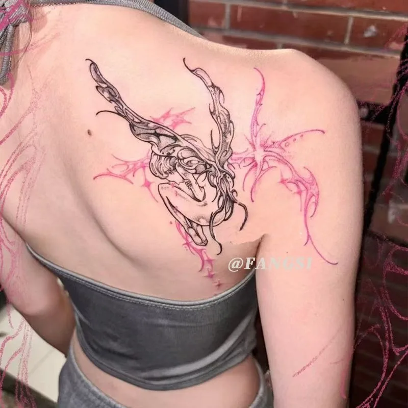 Черная-бабочка-ангел-временные-татуировки-для-женщин-и-мужчин-плечо-рука-художественные-татуировки-розовые-поддельные-татуировки-водостойкая-модная-наклейка