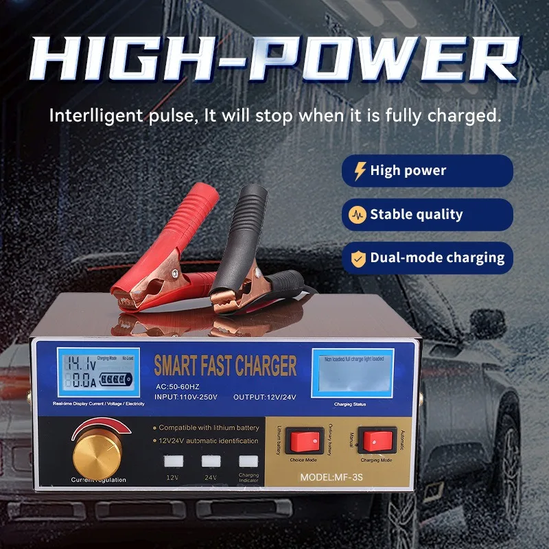 

12V 24V Full Automatic Battery Intelligent Charger For Lithium Lead Acid Car Forklift Truck Maintenance Equipment