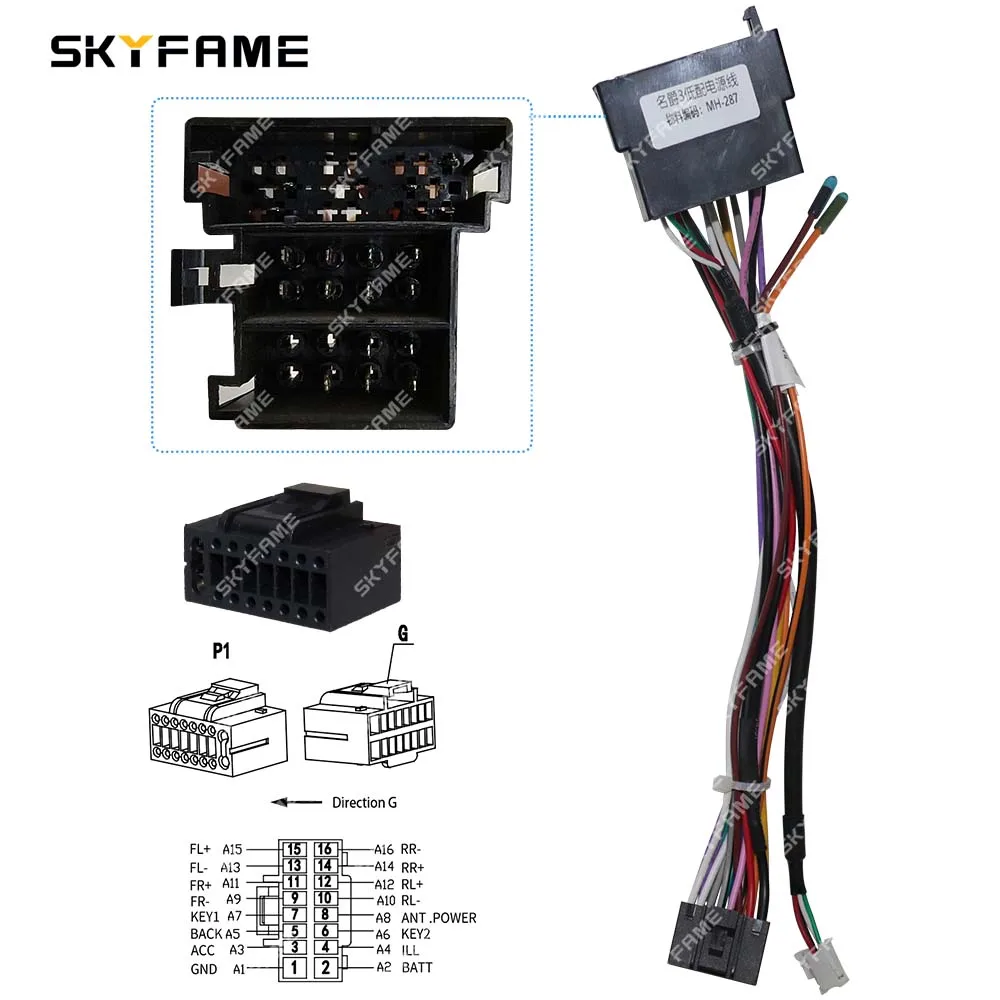SKYFAME سيارة 16pin الأسلاك تسخير محول فك أندرويد راديو كابل الطاقة ل MG3