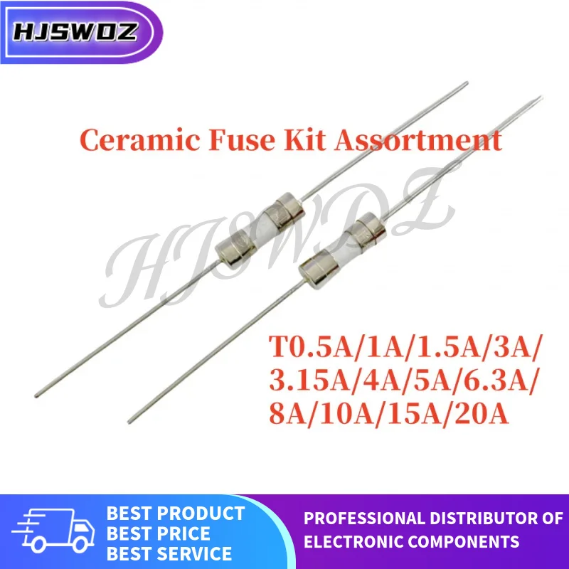 Kit Assortito Di 10 Fusibili Ceramici 3.6*10MM: T10A, T1.5A, T3.15A, T1A, T6.3A, T5A, T4A, T3A, T20A, T8A, T15A, T0.5A