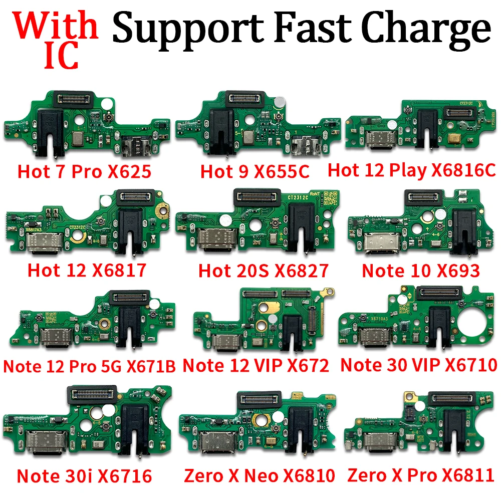 USB Port Charger Dock Connector Charging Board Flex Cable For Infinix Hot 7 9 12 20S 30 30i Zero X Neo Pro X6811 X6810 X655C