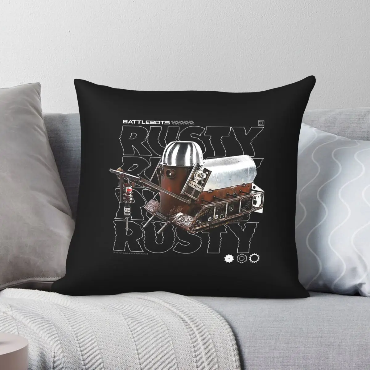 Battlebots Rusty Robot Stack Square Pillowcase Polyester Linen Velvet Creative Zip Decorative Pillow Case Home Cushion Cover