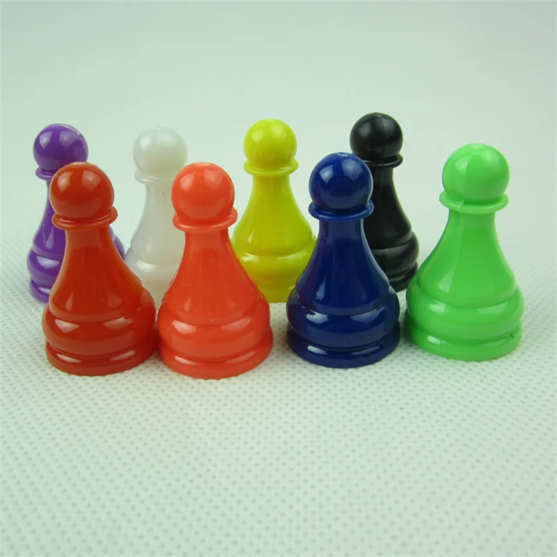 96 Pieces 24*16mm 8 Colors Plastic Chess Pieces for Board Games Chessman Accessories