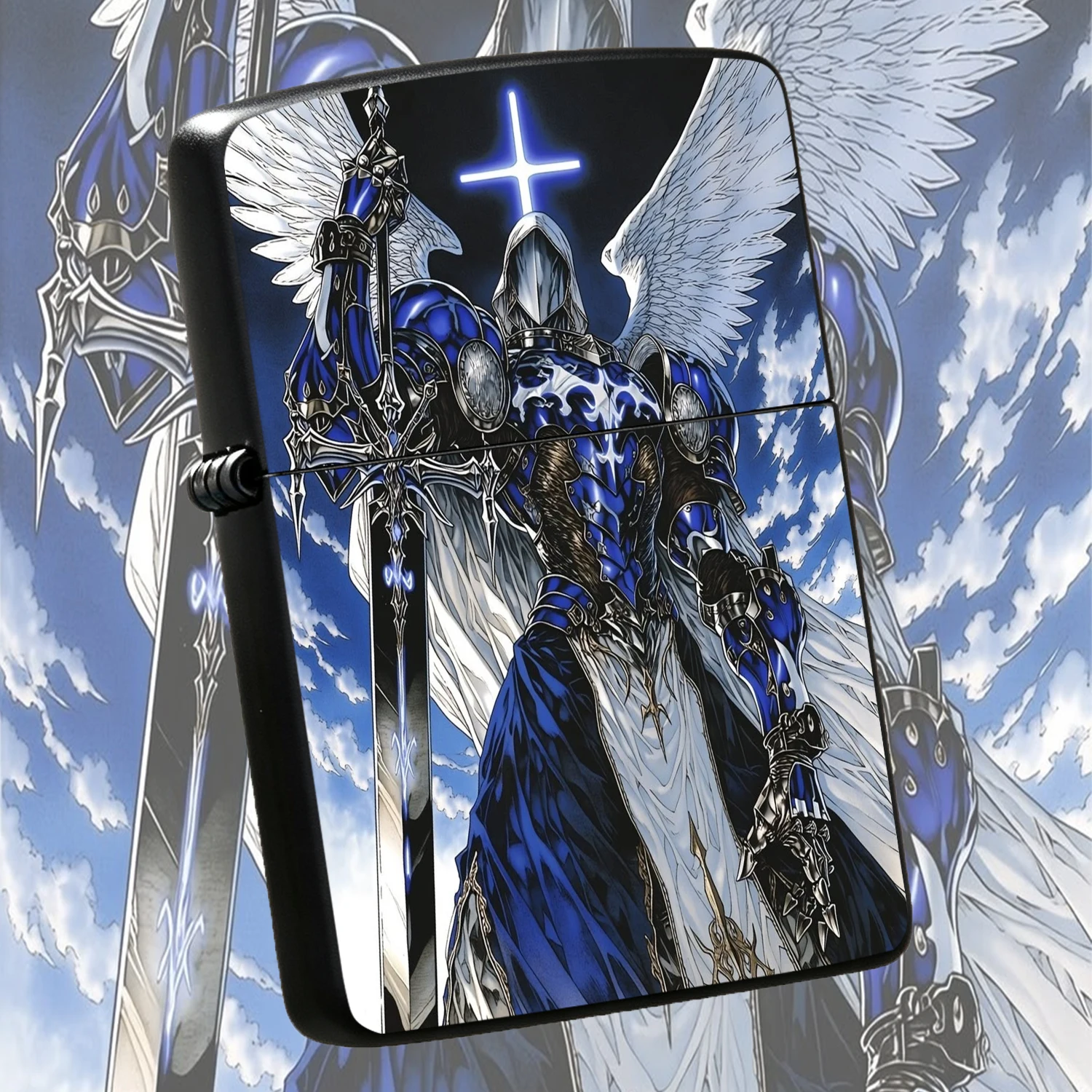Vivid Printed Archangel Paladin Themed Lighter Creative Trendy High Gloss Desktop Collectible Ornament Windproof Durable Lighter Practical Exquisite Gift for Boyfriend Brother Birthday Festival Unique Cool Peripheral Accessory A Fun and H