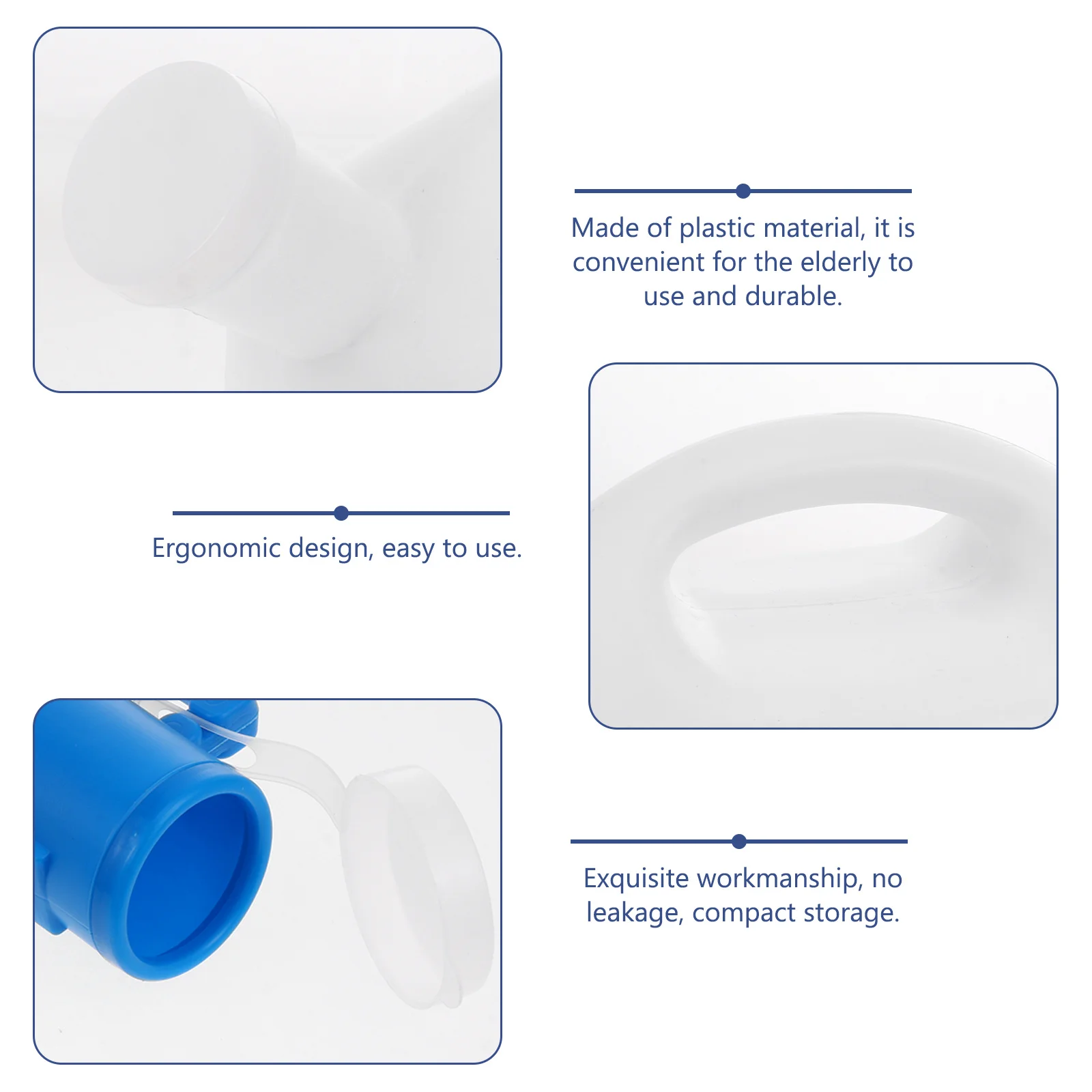 مجموعة واحدة من الزجاجات الصغيرة للمبولة البلاستيكية المحمولة لكبار السن مع تصميم مدمج للسفر والاستخدام في حالات الطوارئ في الهواء الطلق