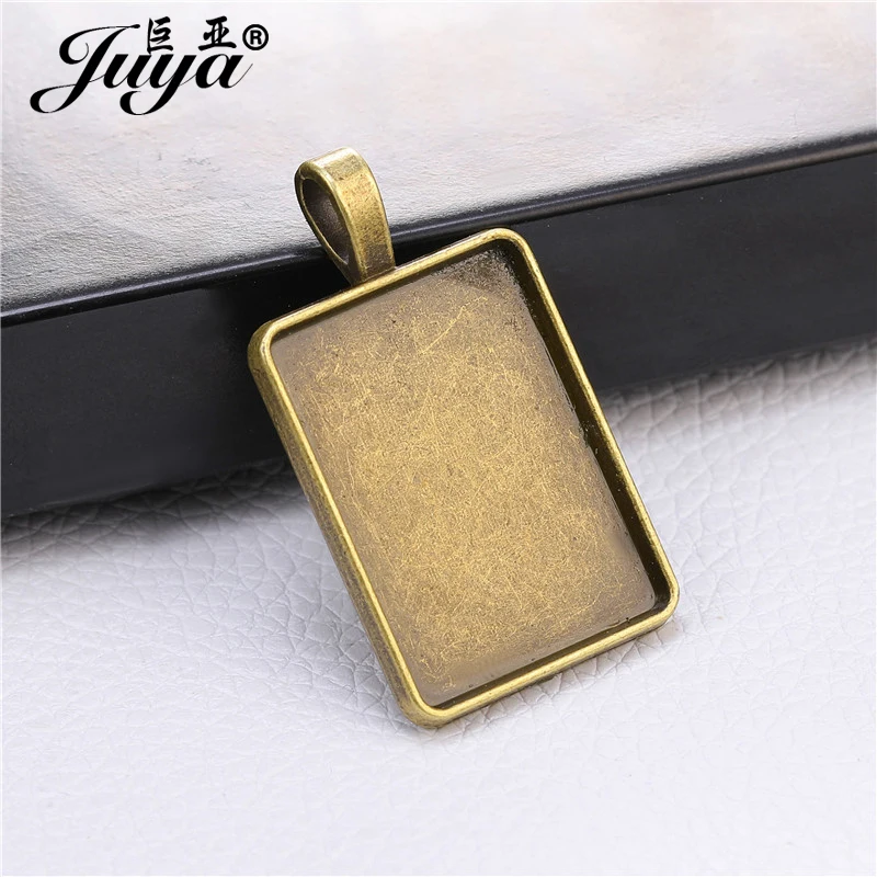 10pcs/lot 18x25mm Metal Rectangle Cabochon Base Setting 3 Colors Jewelry For Necklace Pendant DIY Making Handmade Accessories