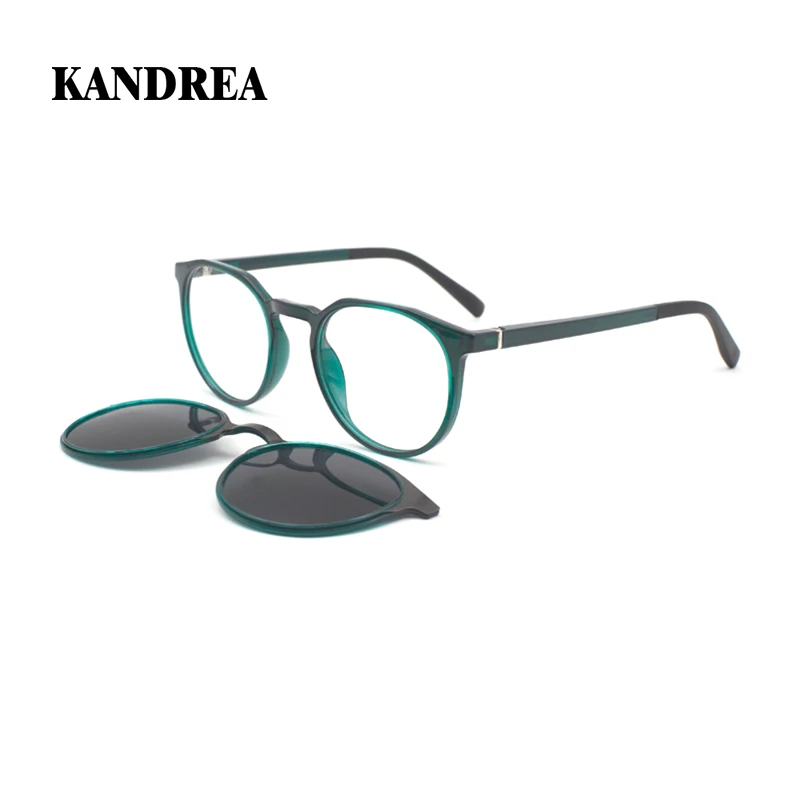 

KANDREA Round Vintage Glasses Frames Polarized Sunglasses With Magnetic Clip Men Women Fashion Myopia Computer Eyeglasses CD6825