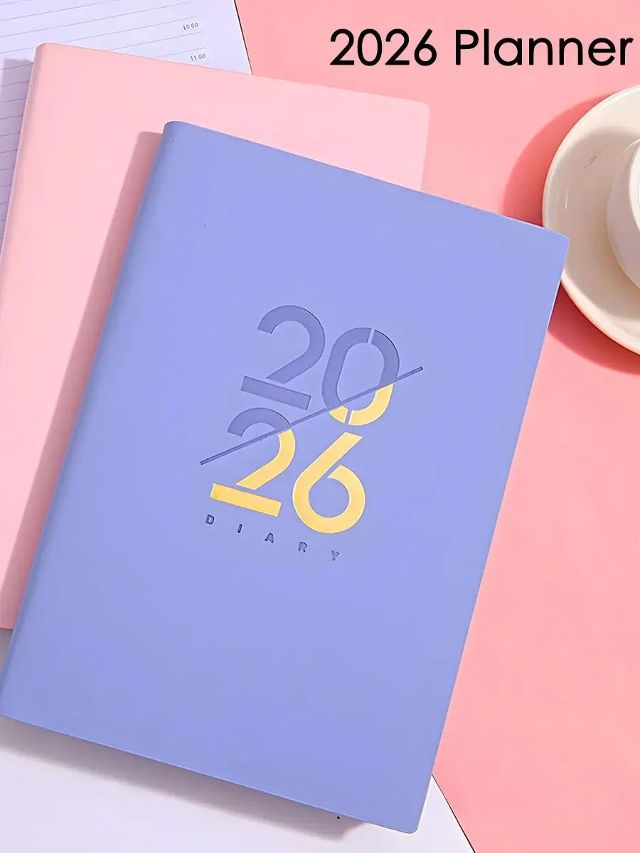 Planificateur janvier-décembre 2026, carnet de langue espagnole/anglaise A5, couverture en cuir PU, Agenda scolaire, Plan hebdomadaire et mensuel, organisateur de journal