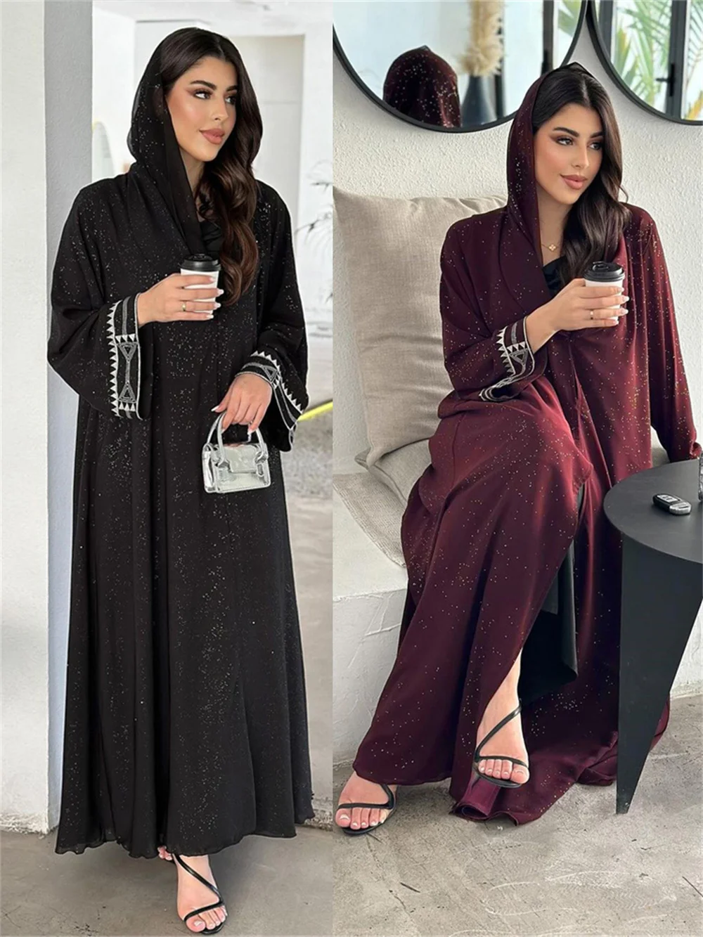 2024 Haft Elegante Open Abaya 2024 Nowy Dubaj Luksusowe Kimono Muzułmańskie dla Kobiet Islam Arabe Szata Skromna Odzież Na Imprezę