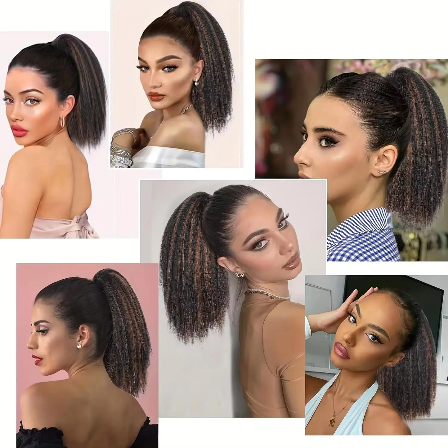 12 بوصة مخلب كليب غريب مستقيم ذيل حصان ملحقات للنساء رقيق غريب ذيل حصان الاصطناعية ياكي ذيل حصان للنساء كليب في