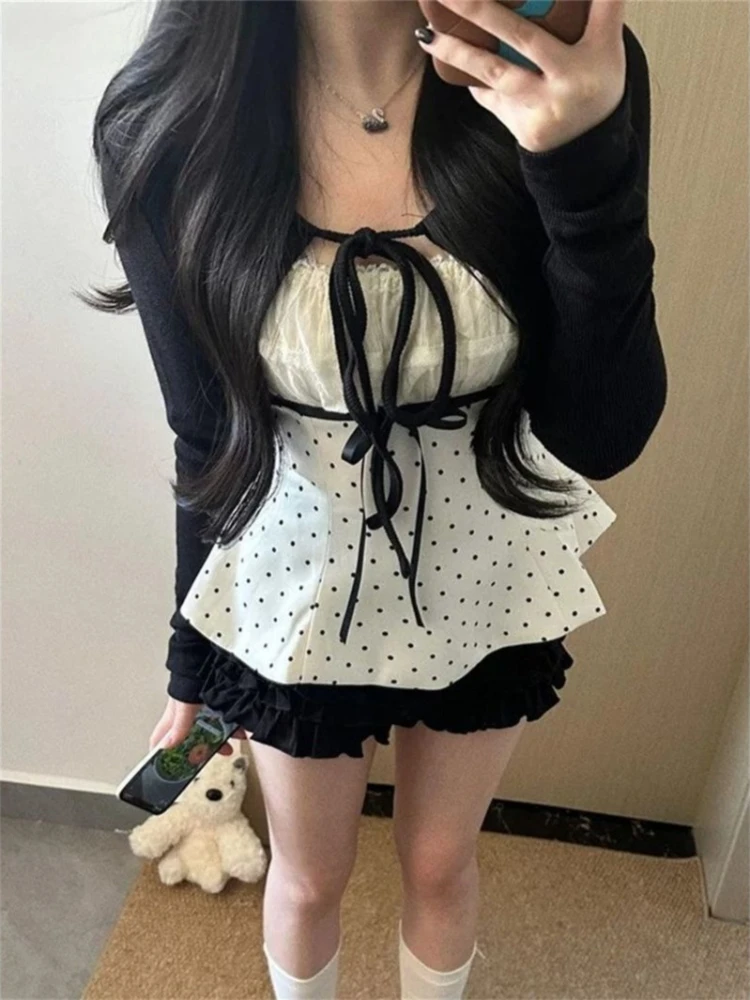 Korean Fashion Polka Dots Lace - Cami Top Lace 评论和价格