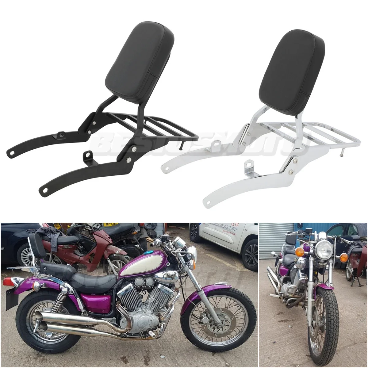 Motorcycle Detachable Passenger Rear Backrest Sissy Bar With Luggage Rack For Yamaha Virago XV535 XV400 XV 400 535 All Years