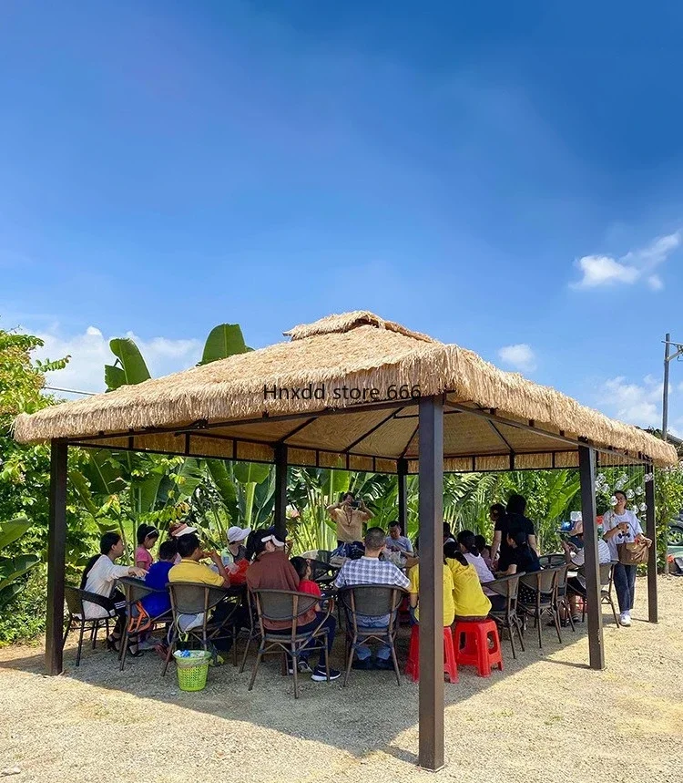 gazebo outdoor courtyard simulation thatch awning canopy