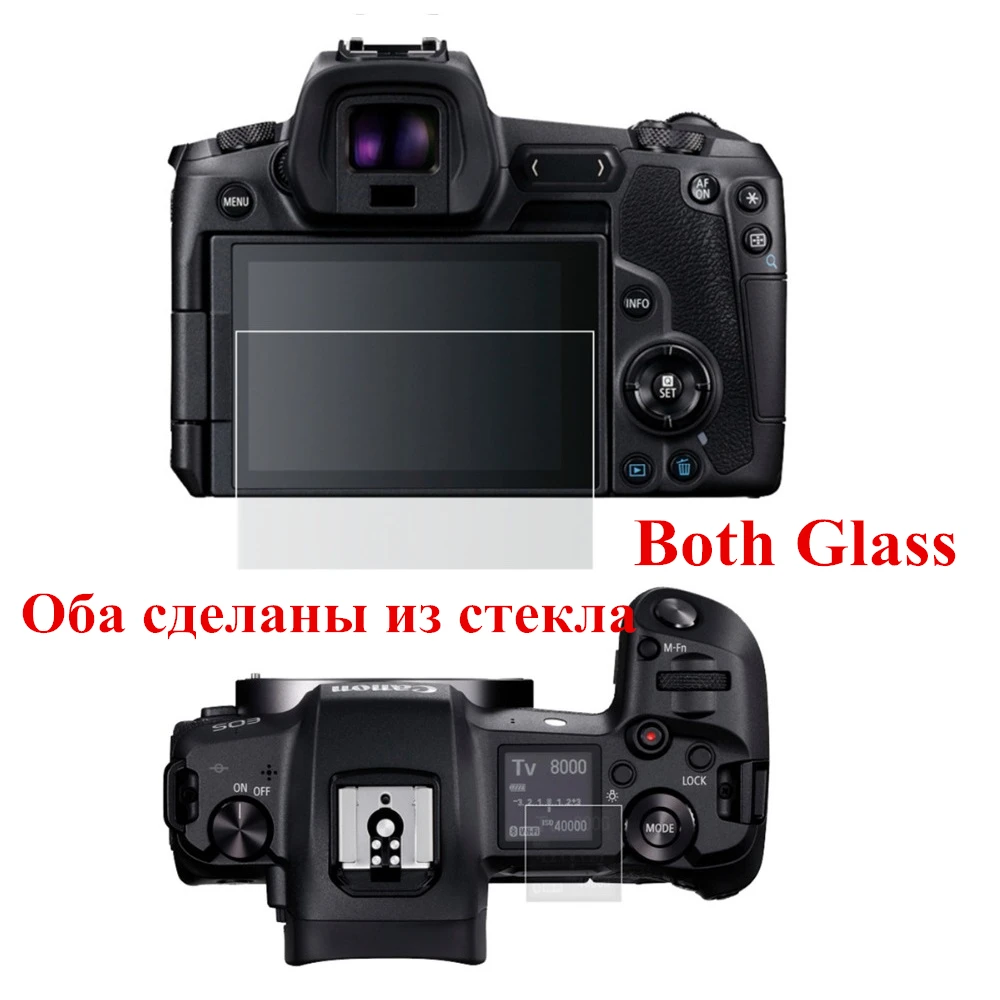 Self-adhesive Glass Main LCD Screen Protector + Glass Top Info Shoulder Screen Protector Cover for Canon EOS R EOSR Camera