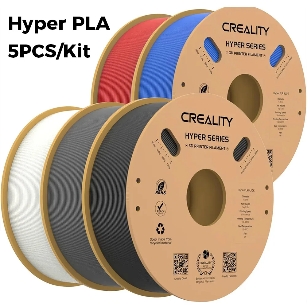 Creality Hyper PLA Filament 1kg 5pcs/Kit High Speed 3D Printer Filament 1.75mm Dimensional Accuracy for Most FDM Printe