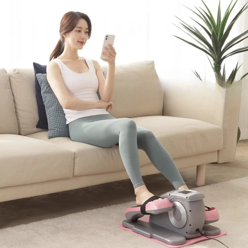Electric Elliptical Under Desk Trainer Portable Seated Pedal Leg Exerciser with Remote Control LCD Display for Seniors Adults