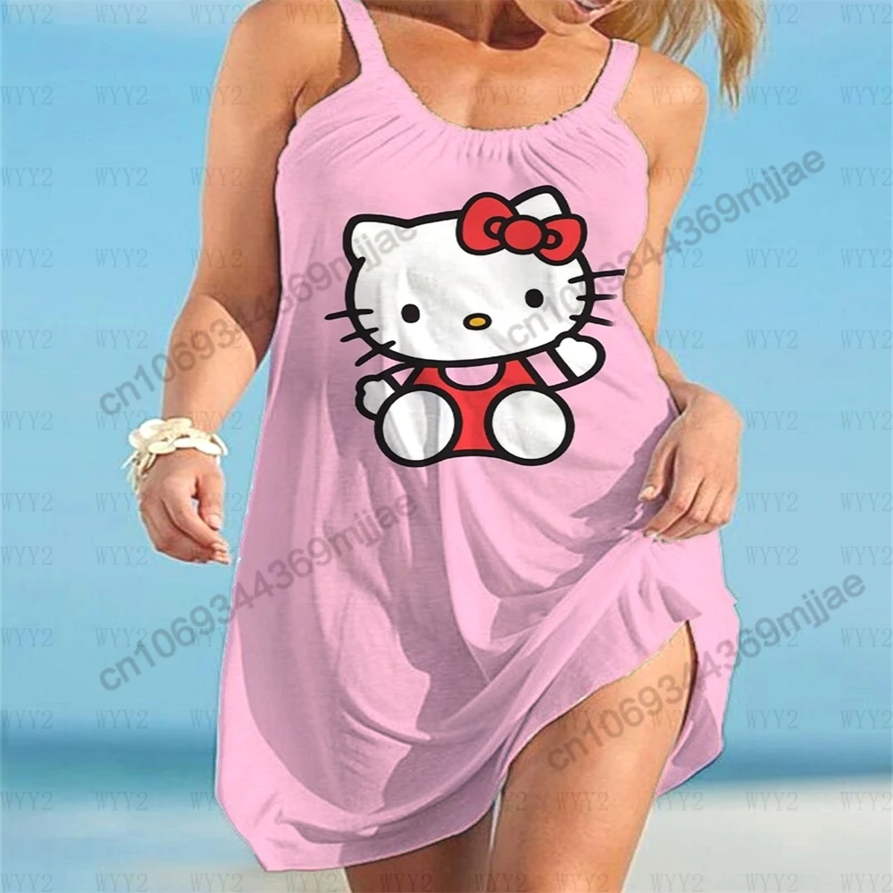 Round Neck Y2k Clothes Women Tops for Women 2023 HelloKitty Beach Dresses Woman Clothing Zevity Summer Top Women's T-shirt Tees