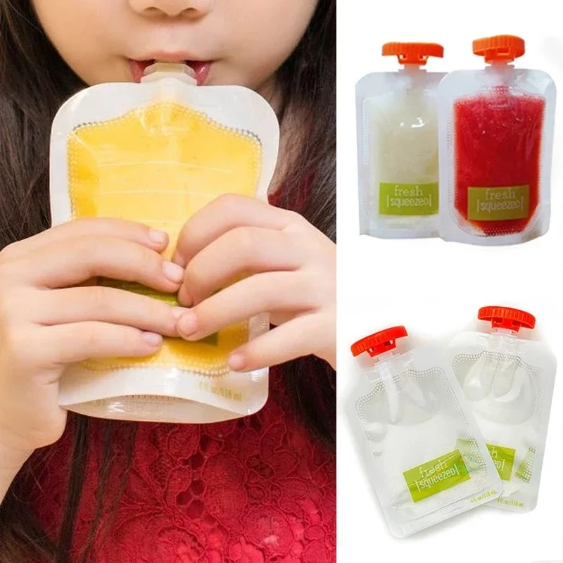 Bolsas de puré de frutas para bebés, bolsas reutilizables para apretar, bolsa de almacenamiento de alimentos para bebés, dispensador de cocina, bolsas para exprimir alimentos complementarios, 10 Uds.