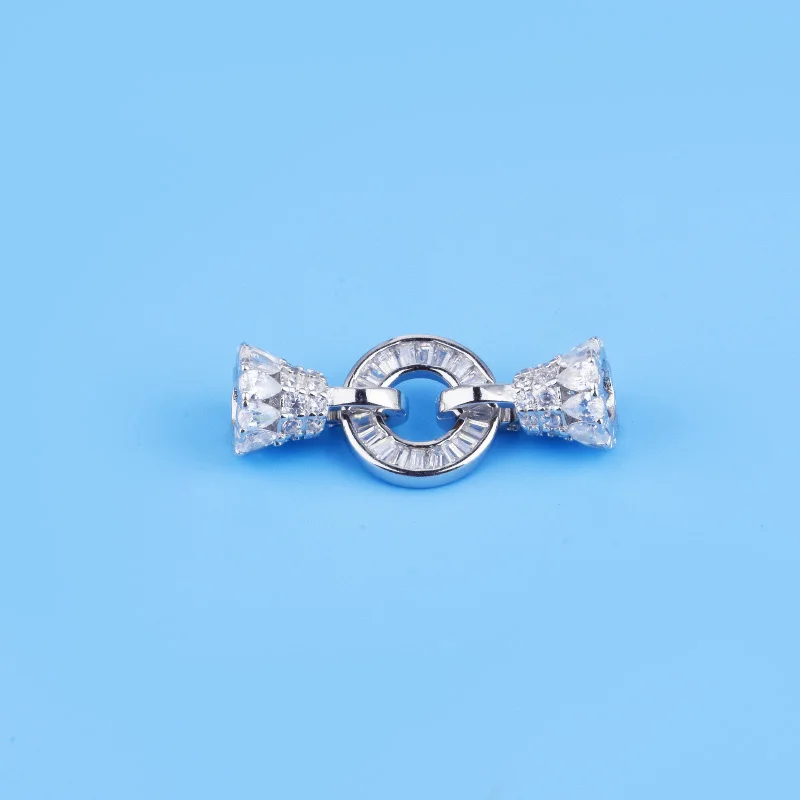 925 pure silver luxury handcrafted bracelet with diamond pendant and handcrafted connecting clasp - view 3
