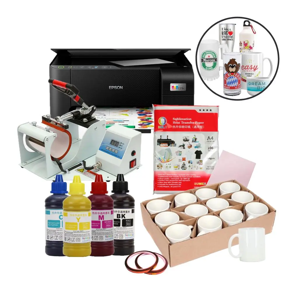 110V Press Kit + L3250 Printer + 12 Mugs + 4 A4 Paints + Tape