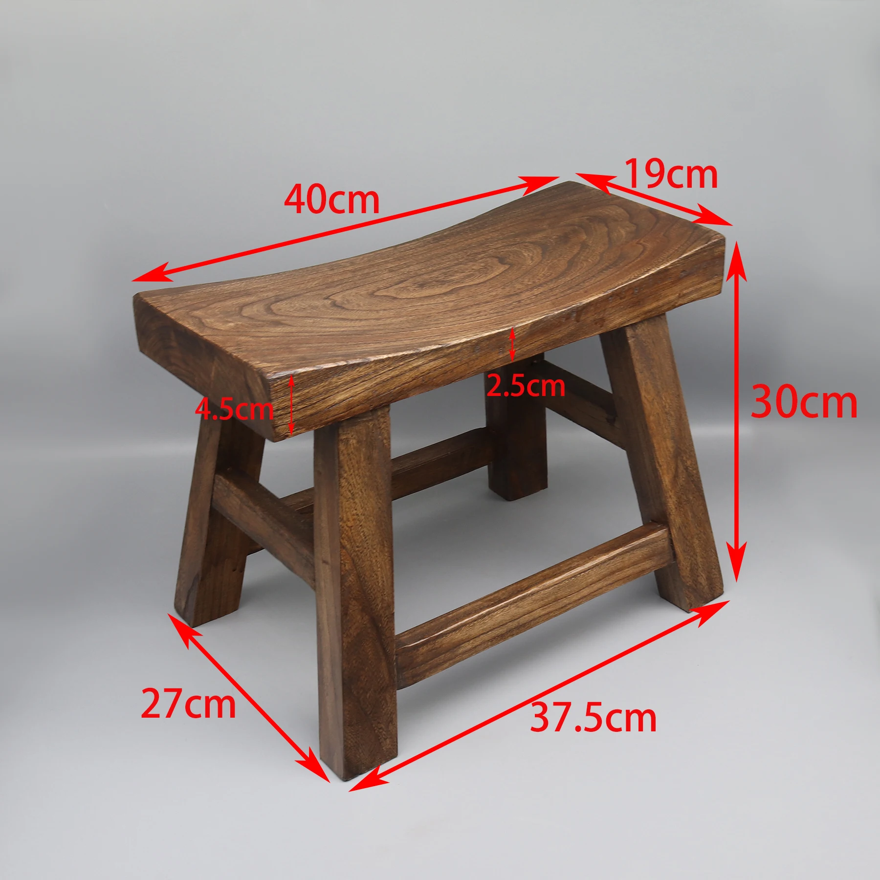 Newly Made Chair, Mortise and Tenon Jointed Stool, Solid Elm Wood Stool