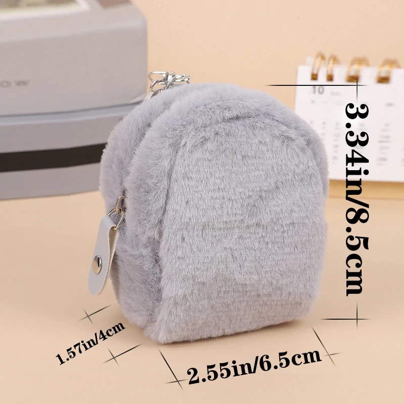 Small Plush Coin Purse Women Korean Mini Square Wallet For Data Line Earphone Headphone Lipstick Storage Organizer Bag Handbag